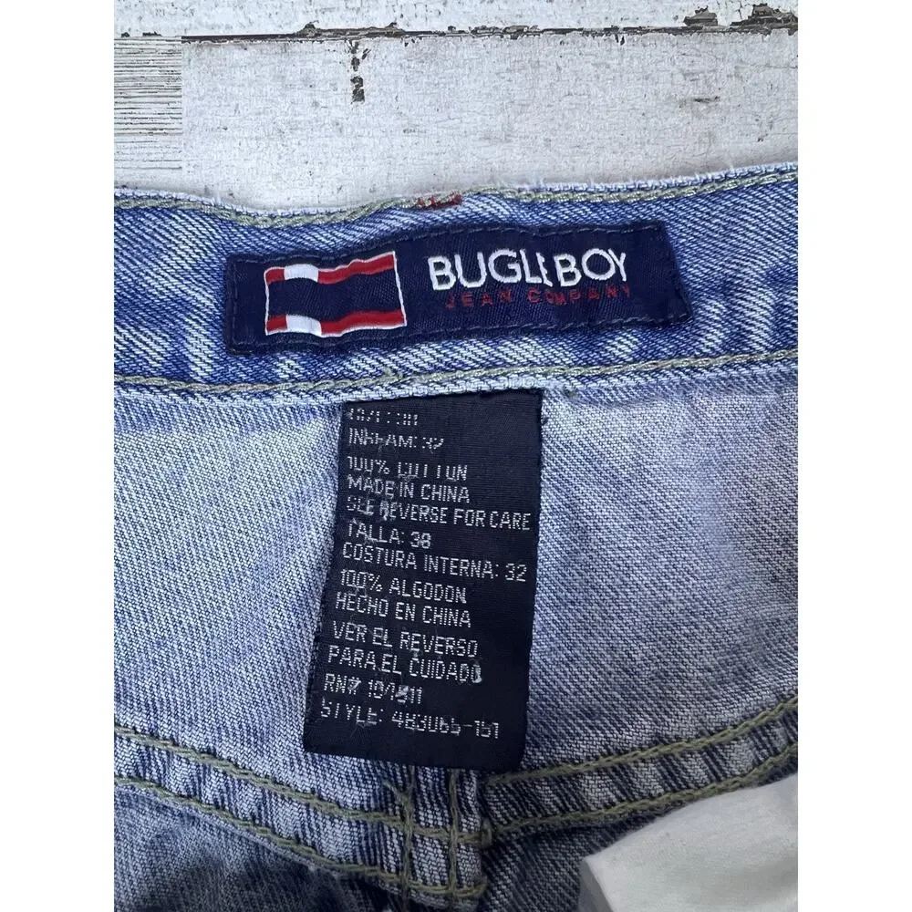 Vintage Bugle Boy Jeans Men 38x32 (37x31) Light Wash 90s Straight Leg USA Denim